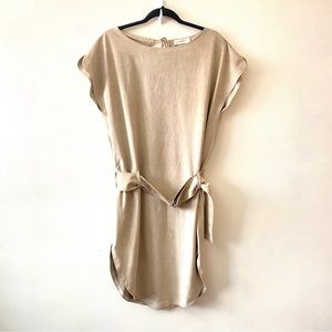 Aeron faux suede sleeveless tie back belted tunic dress size small